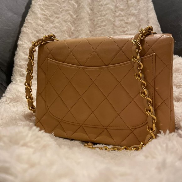 CHANEL LAMBSKIN LEATHER VINTAGE MINI SQUARE CLASSIC SINGLE FLAP SHOULDER BAG - Picture 13 of 16